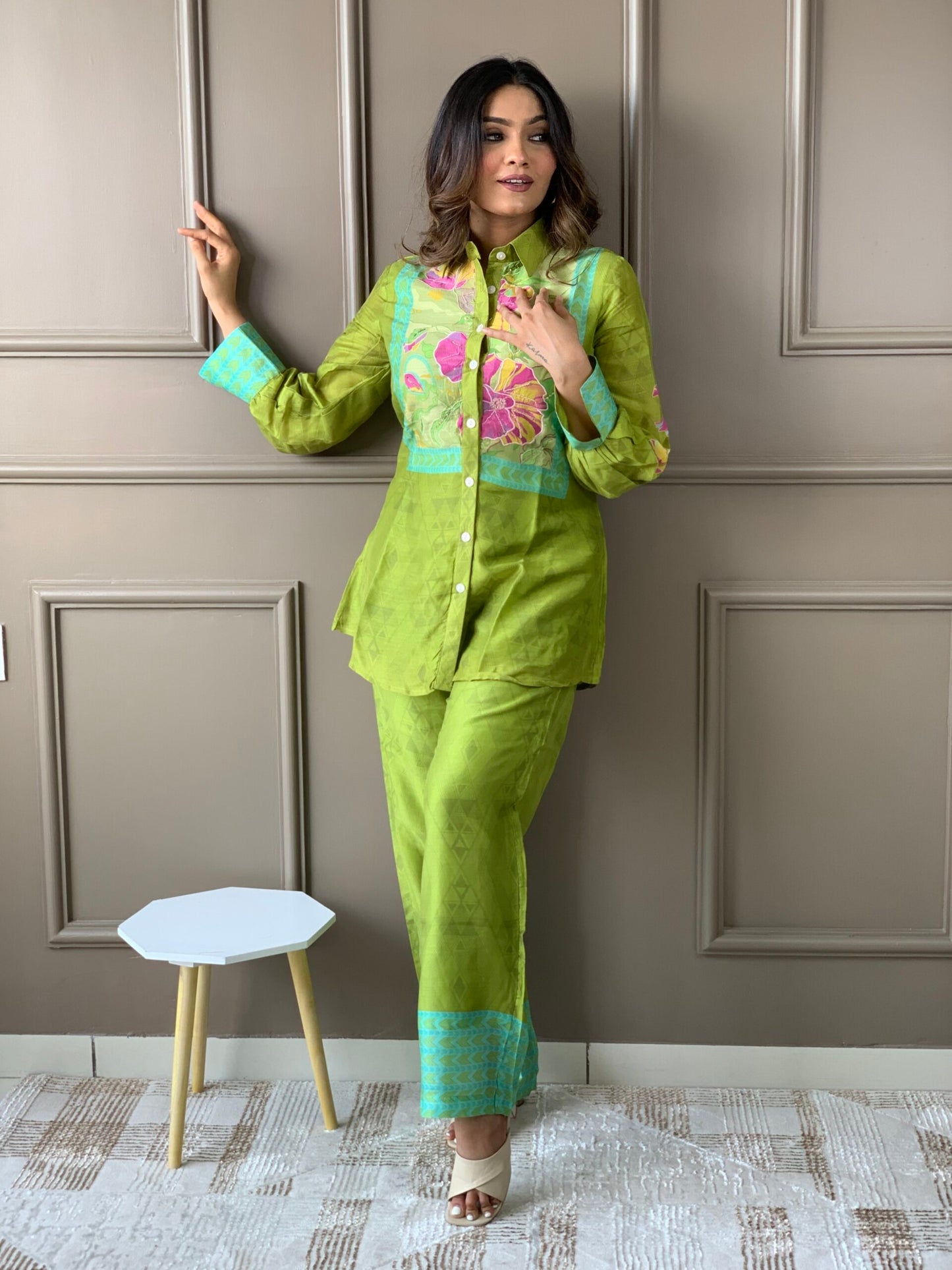 Green Silk Co Ord set
