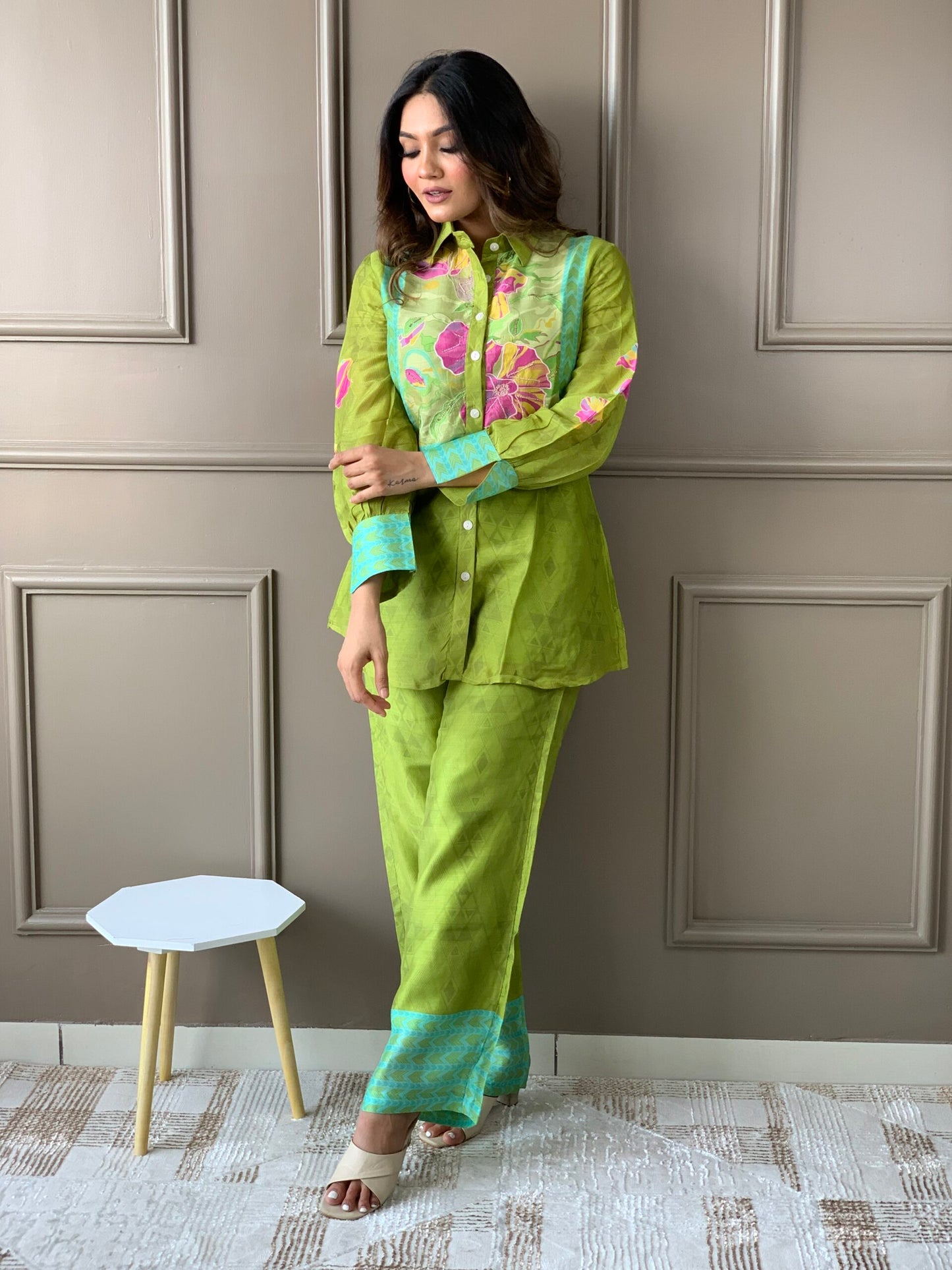 Green Silk Co Ord set