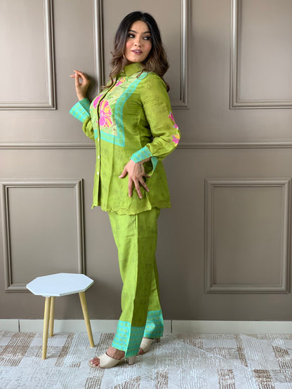 Green Silk Co Ord set