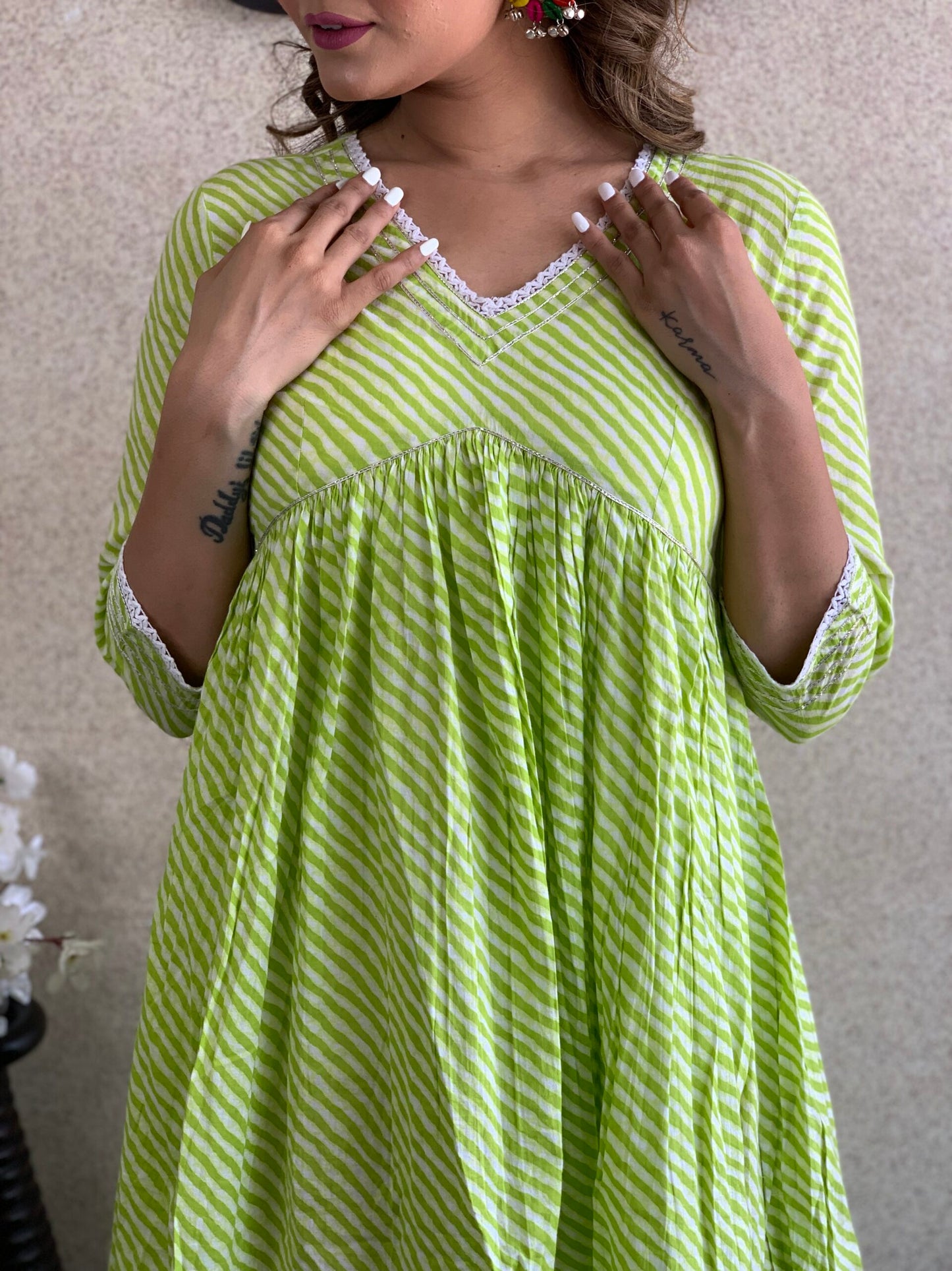 Green Cotton Long Dress