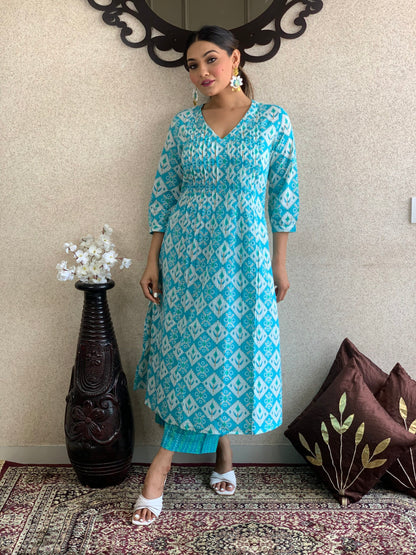 Firozi Cotton Kurta Set