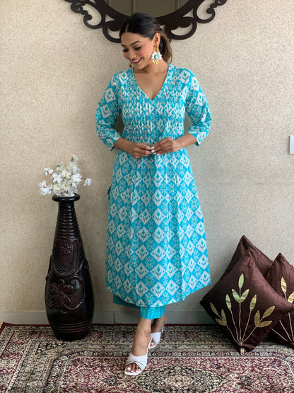 Firozi Cotton Kurta Set