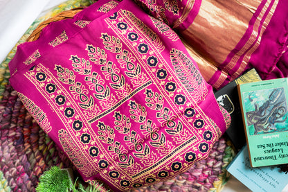 Magenta Modal Silk Ajarakh Suit Set