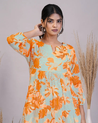 Orange Cotton Silk Dress