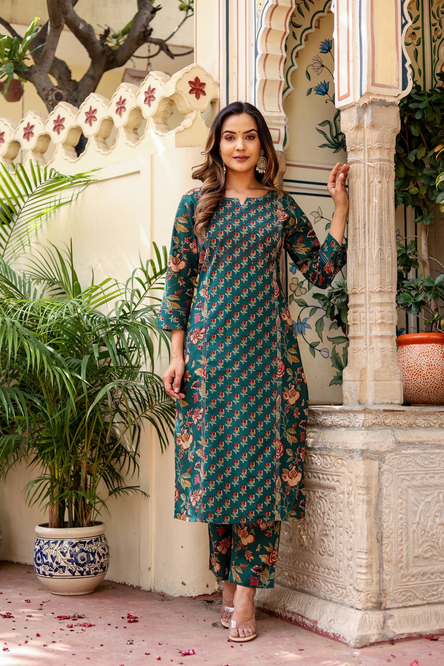 Green Kota Doriya Dupatta Set