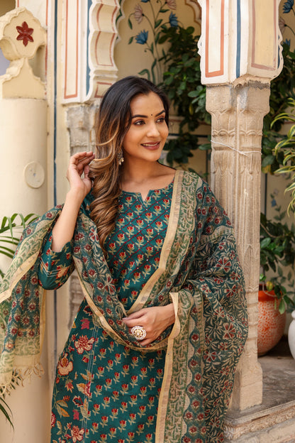 Green Kota Doriya Dupatta Set