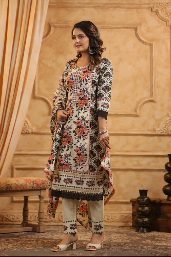 Floral Dupatta Set