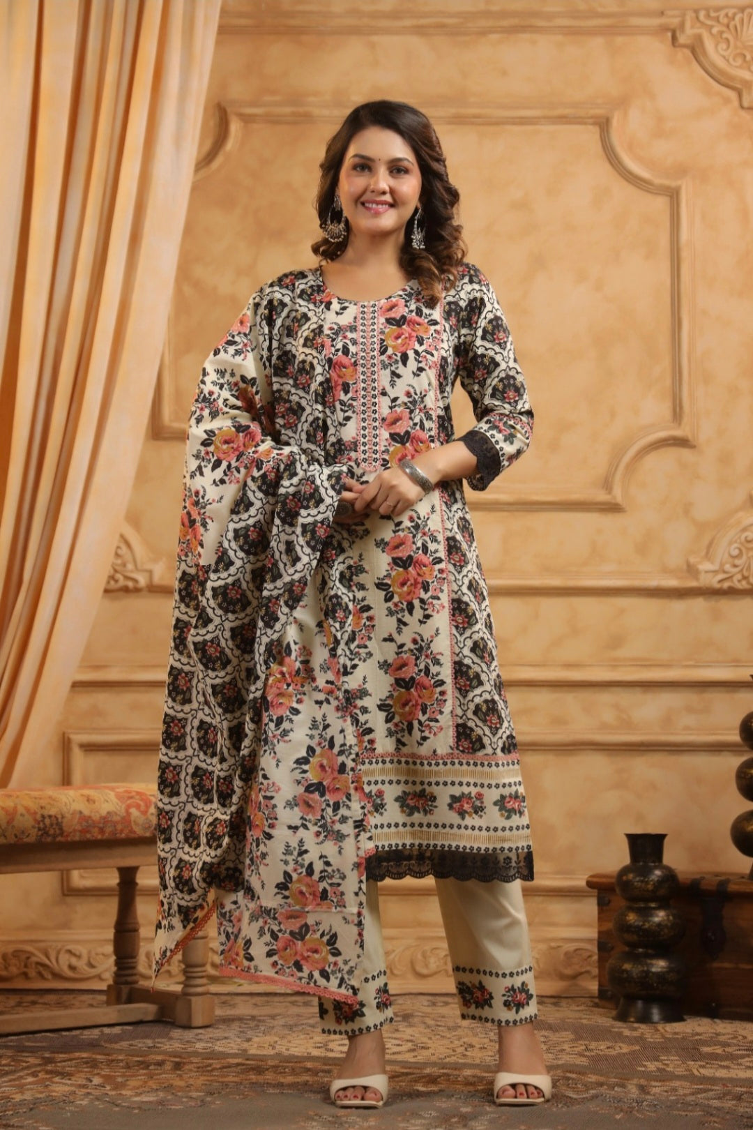 Floral Dupatta Set
