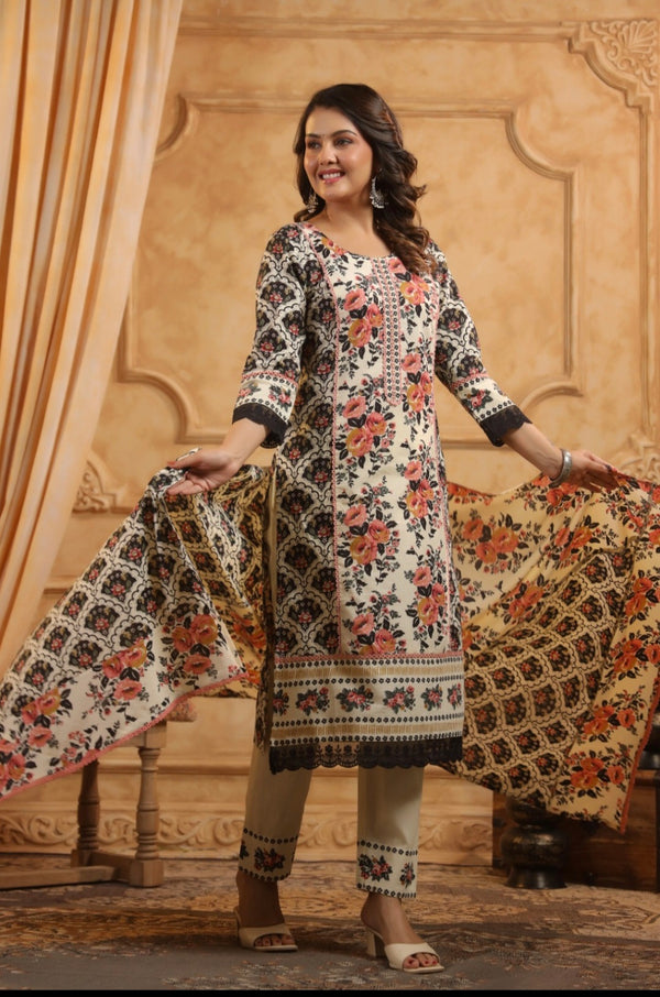 Floral Dupatta Set