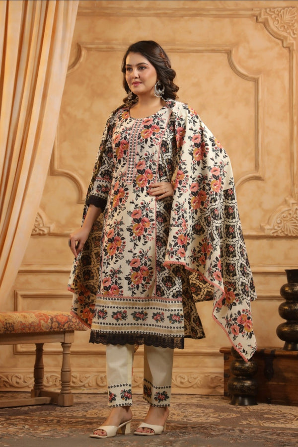 Floral Dupatta Set