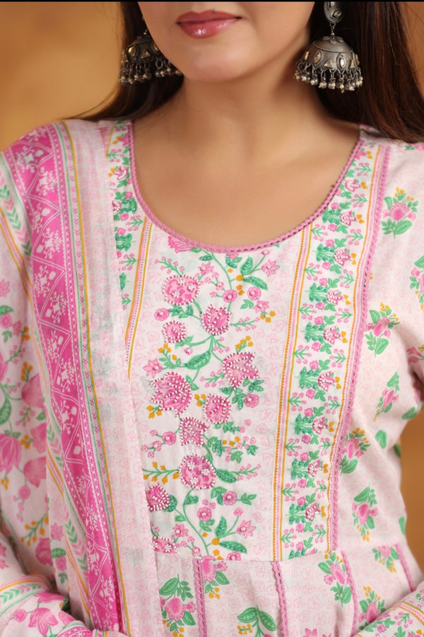 Pink Anarkali Dupatta Set