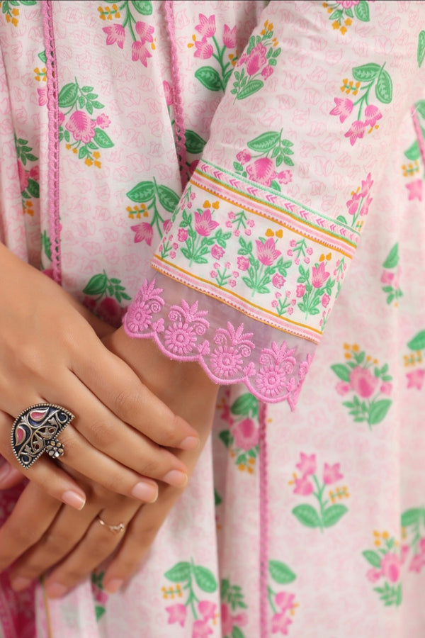 Pink Anarkali Dupatta Set