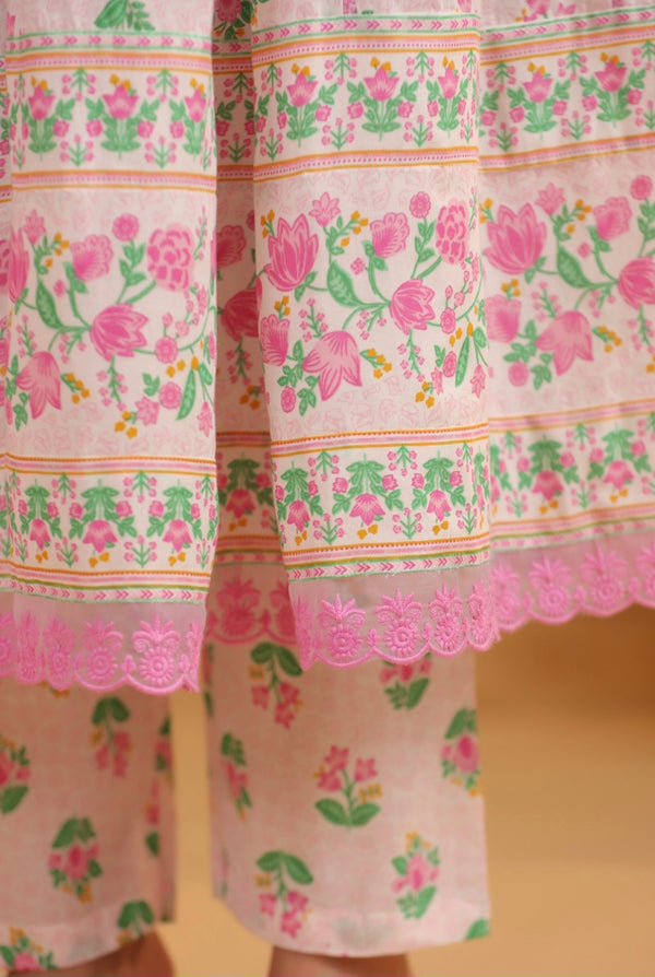 Pink Anarkali Dupatta Set