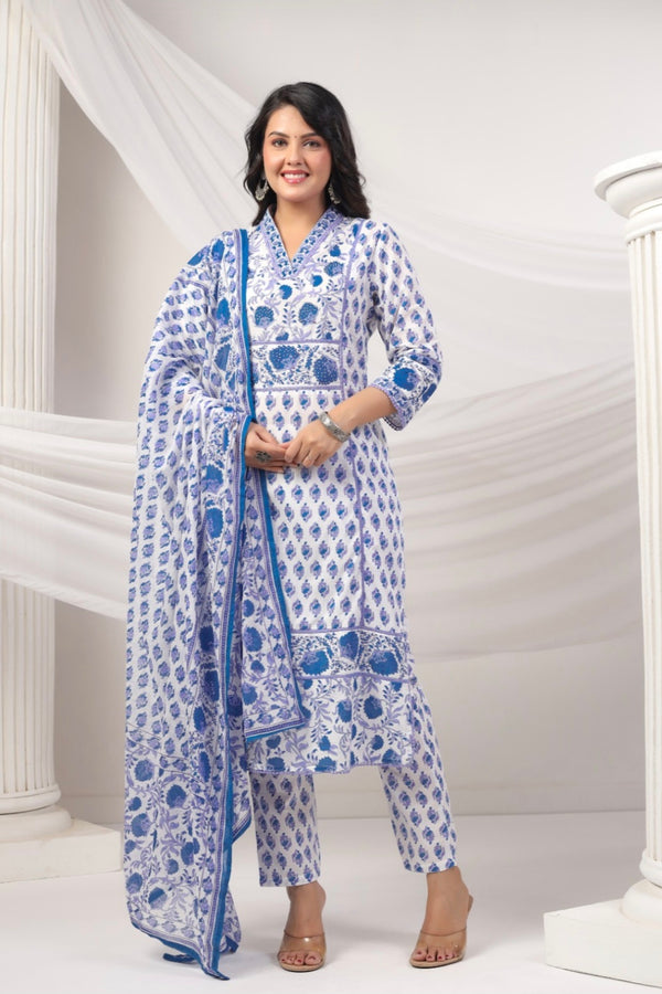 Blue Dupatta Set