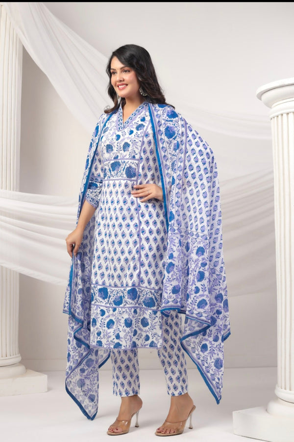 Blue Dupatta Set