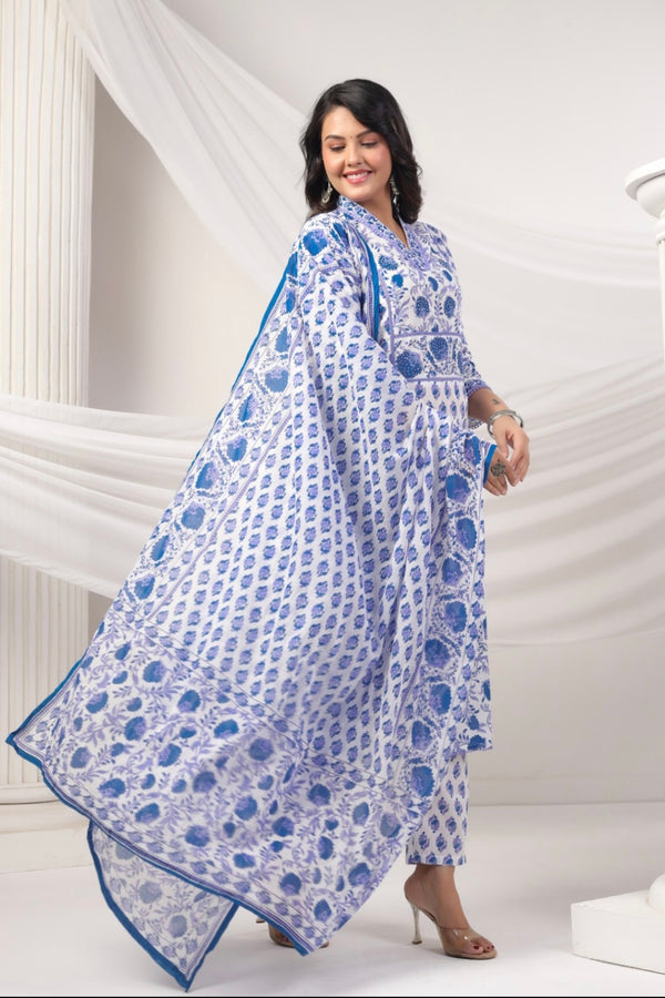 Blue Dupatta Set