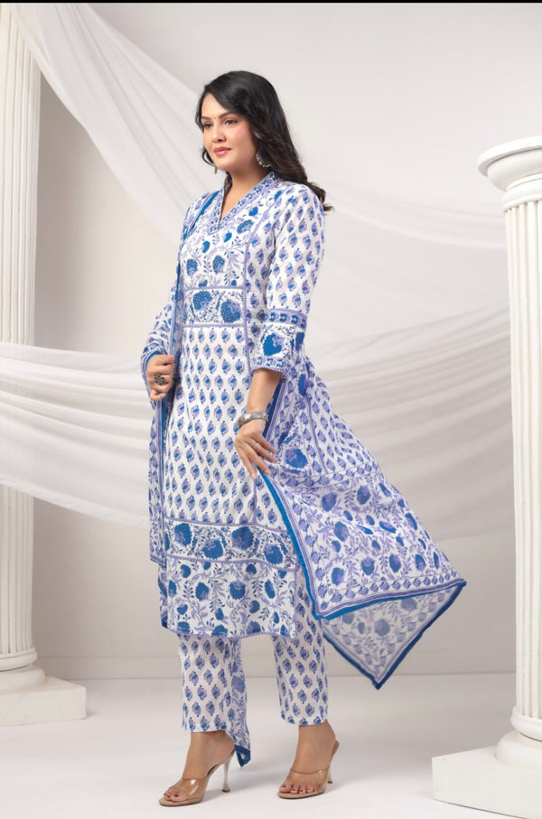 Blue Dupatta Set