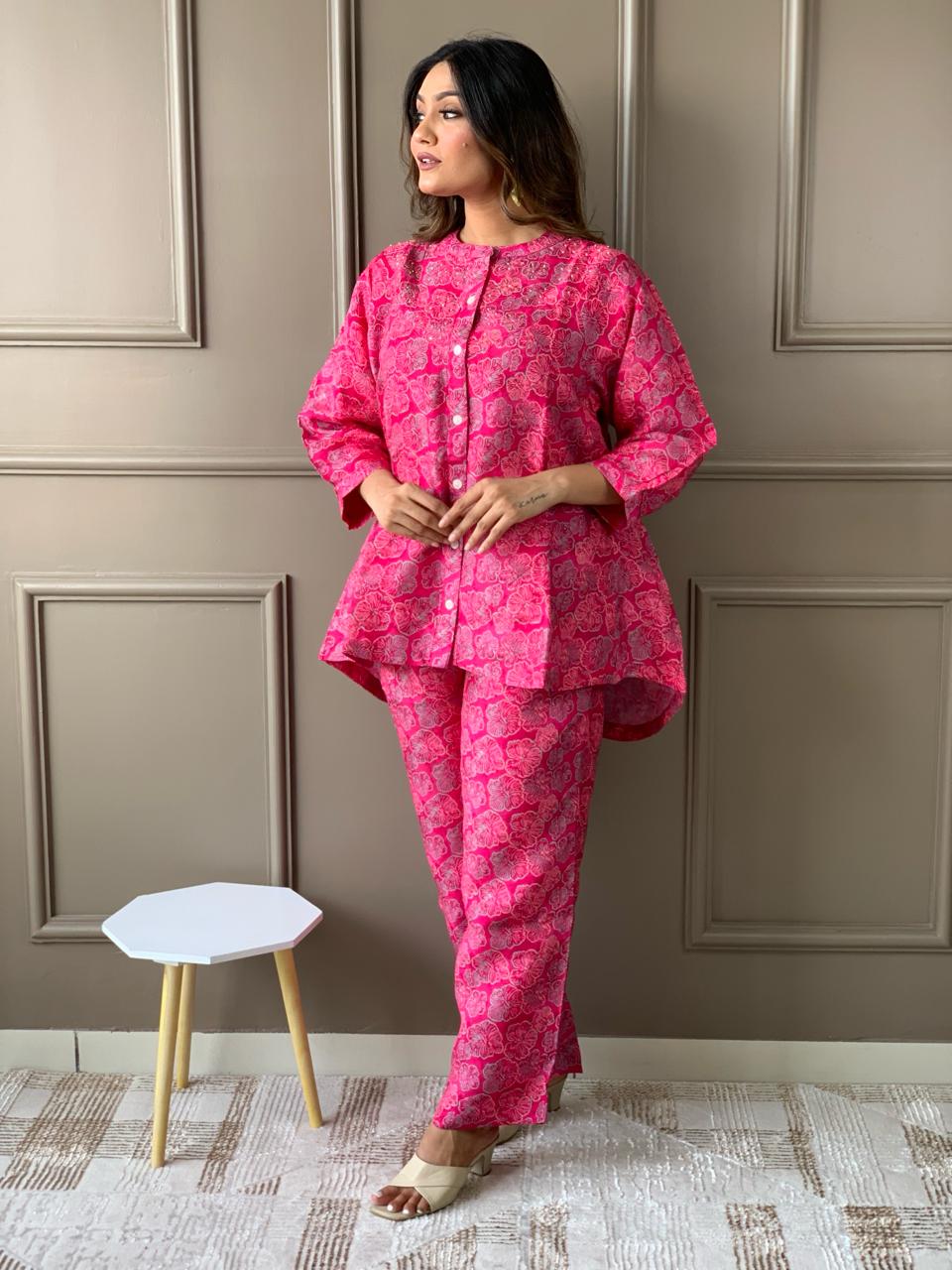 Pink Russian Silk Co Ord set