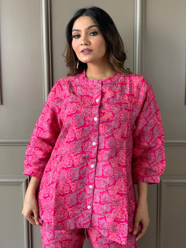 Pink Russian Silk Co Ord set